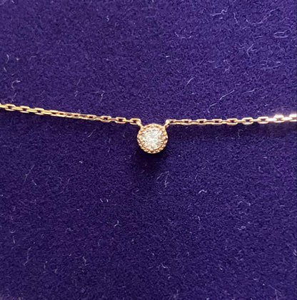 agete K18 gold necklace with 0.07 carat diamond and engraved design, elegant and certified