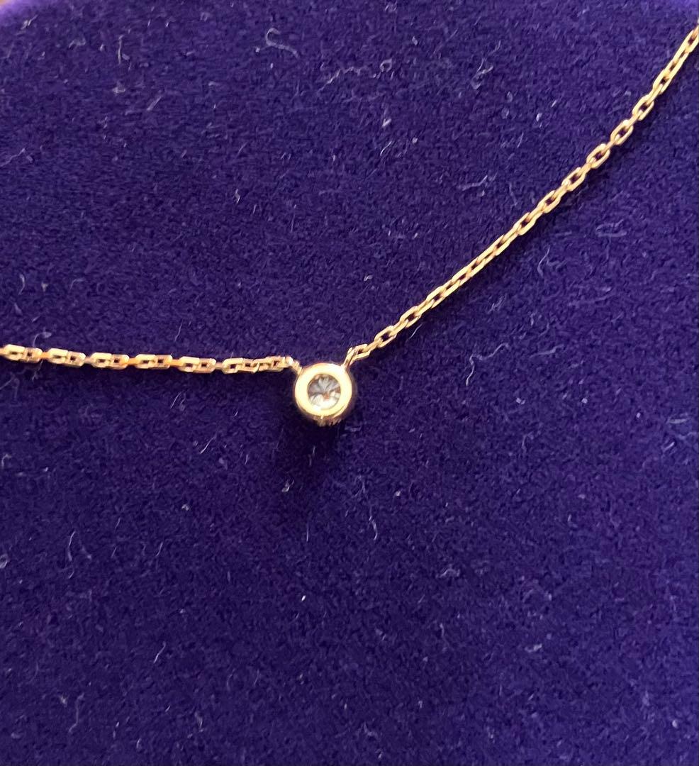 agete K18 gold necklace with 0.07 carat diamond and engraved design, elegant and certified