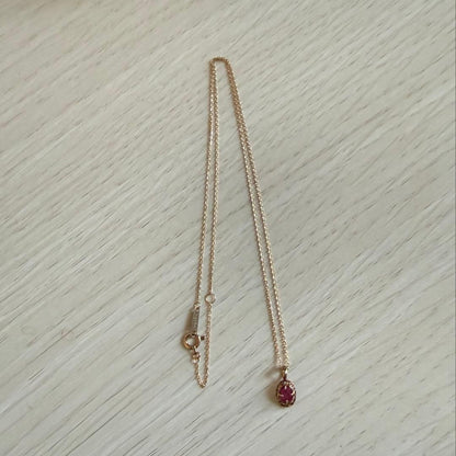 Ruby Necklace for July Birthstone made of K10 gold with a 40mm length featuring a single ruby pendant