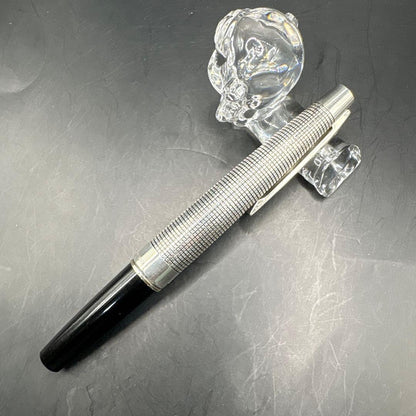 Discontinued rare PILOT Elite S silver fountain pen with 18K extra fine nib and sterling silver cap