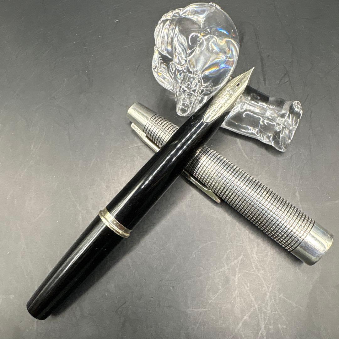 Discontinued rare PILOT Elite S silver fountain pen with 18K extra fine nib and sterling silver cap