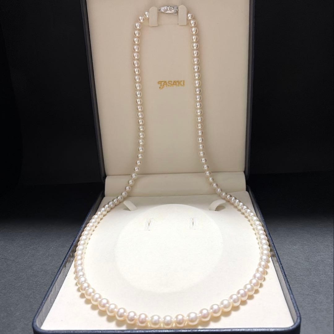 K14 WGTASAKI Akoya pearl long necklace 83 cm length with 7.5 mm pearls shining brightly