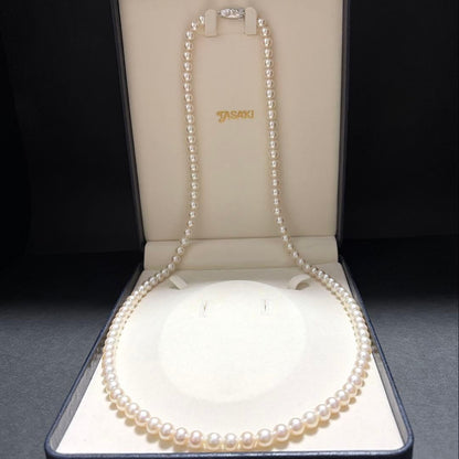 K14 WGTASAKI Akoya pearl long necklace 83 cm length with 7.5 mm pearls shining brightly