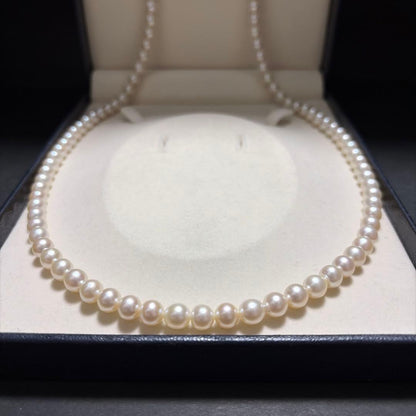 K14 WGTASAKI Akoya pearl long necklace 83 cm length with 7.5 mm pearls shining brightly