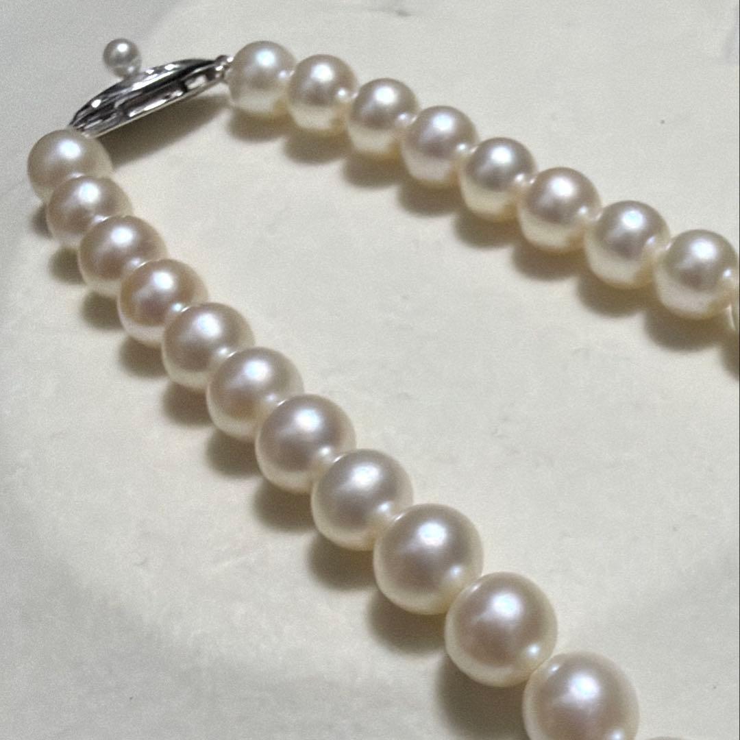 K14 WGTASAKI Akoya pearl long necklace 83 cm length with 7.5 mm pearls shining brightly