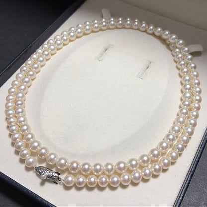 K14 WGTASAKI Akoya pearl long necklace 83 cm length with 7.5 mm pearls shining brightly