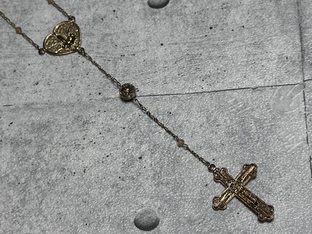 Agete Cross Heart Necklace Silver 925 model 384 with 71.5 cm chain displayed on white background