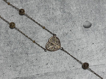 Agete Cross Heart Necklace Silver 925 model 384 with 71.5 cm chain displayed on white background