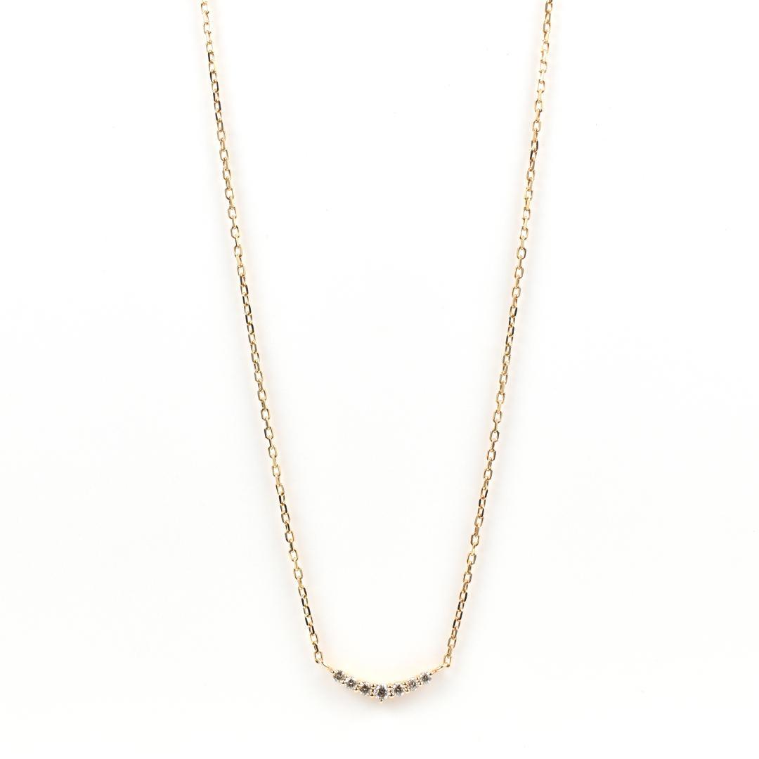 Law agete yellow gold diamond necklace 40 cm length with adjustable chain and delicate diamond pendant