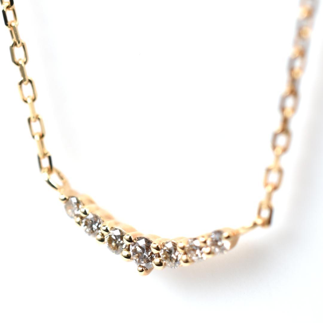Law agete yellow gold diamond necklace 40 cm length with adjustable chain and delicate diamond pendant