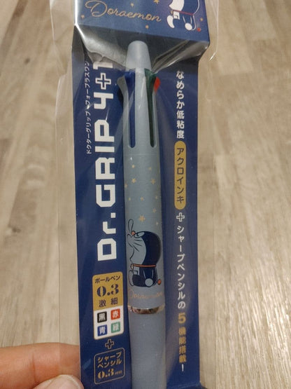 Dr. Grip 4+1 Doraemon Pilot pen and mechanical pencil set with black, red, blue, and green colors