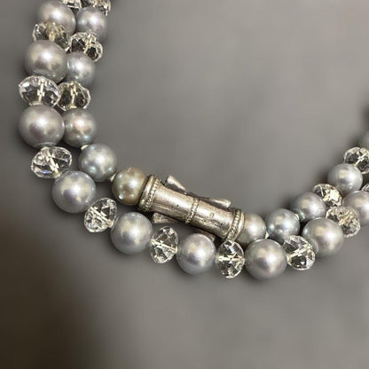 Tasaki 120cm long necklace made of silver with pearls and Swarovski crystals