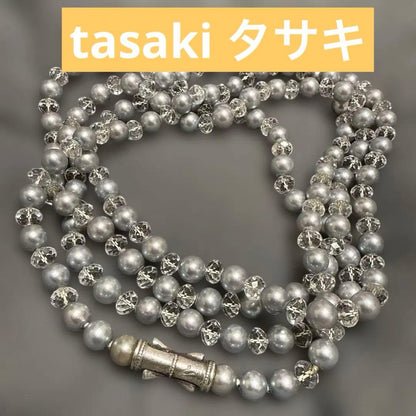 Tasaki 120cm long necklace made of silver with pearls and Swarovski crystals