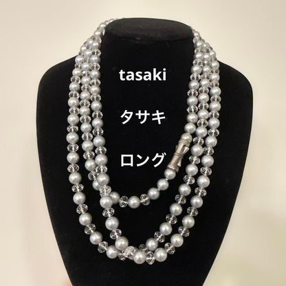 Tasaki 120cm long necklace made of silver with pearls and Swarovski crystals