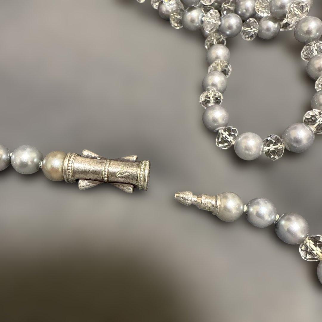 Tasaki 120cm long necklace made of silver with pearls and Swarovski crystals