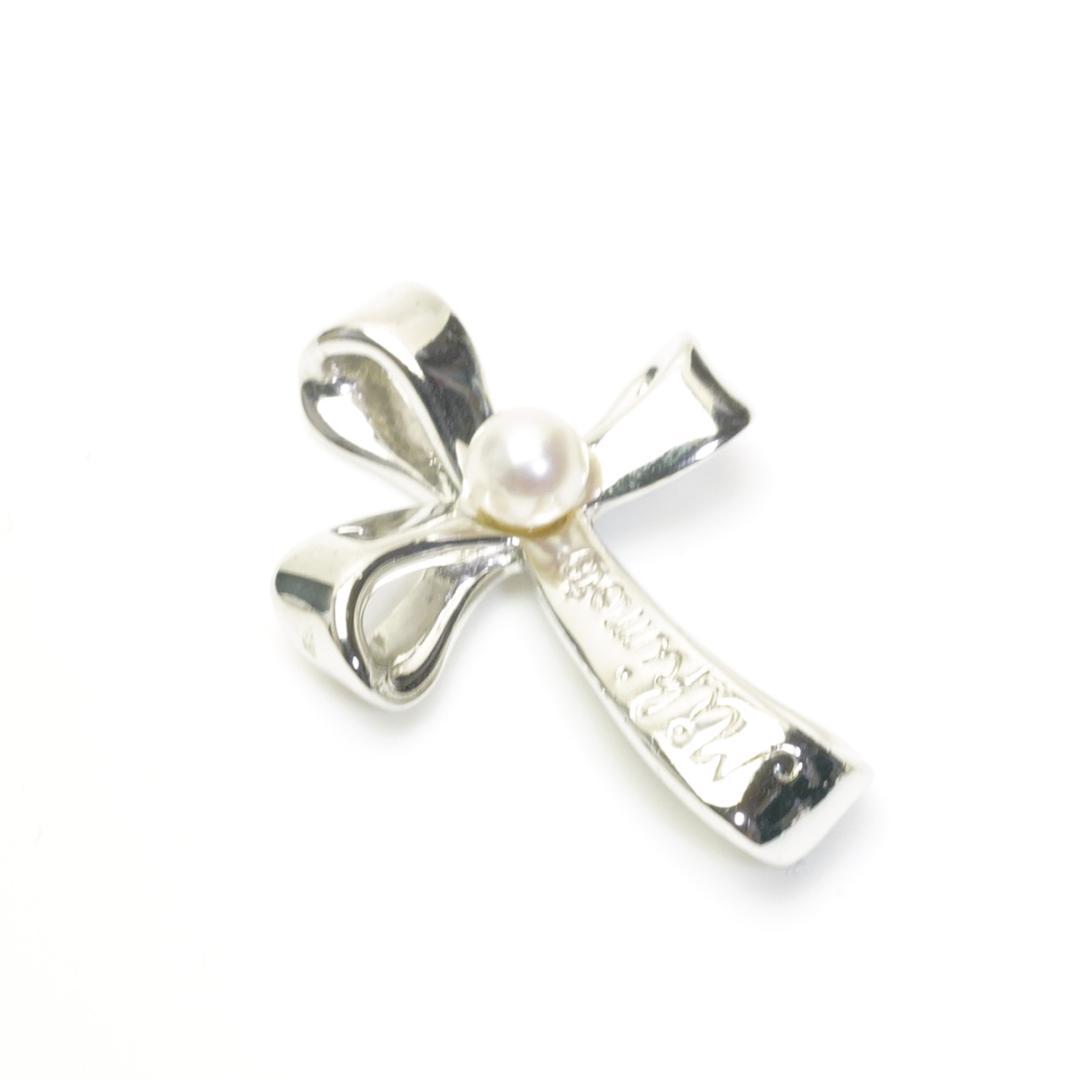 MIKIMOTO Pearl Top Cross pendant made of SV925 silver measuring 1.8 by 2.2 cm