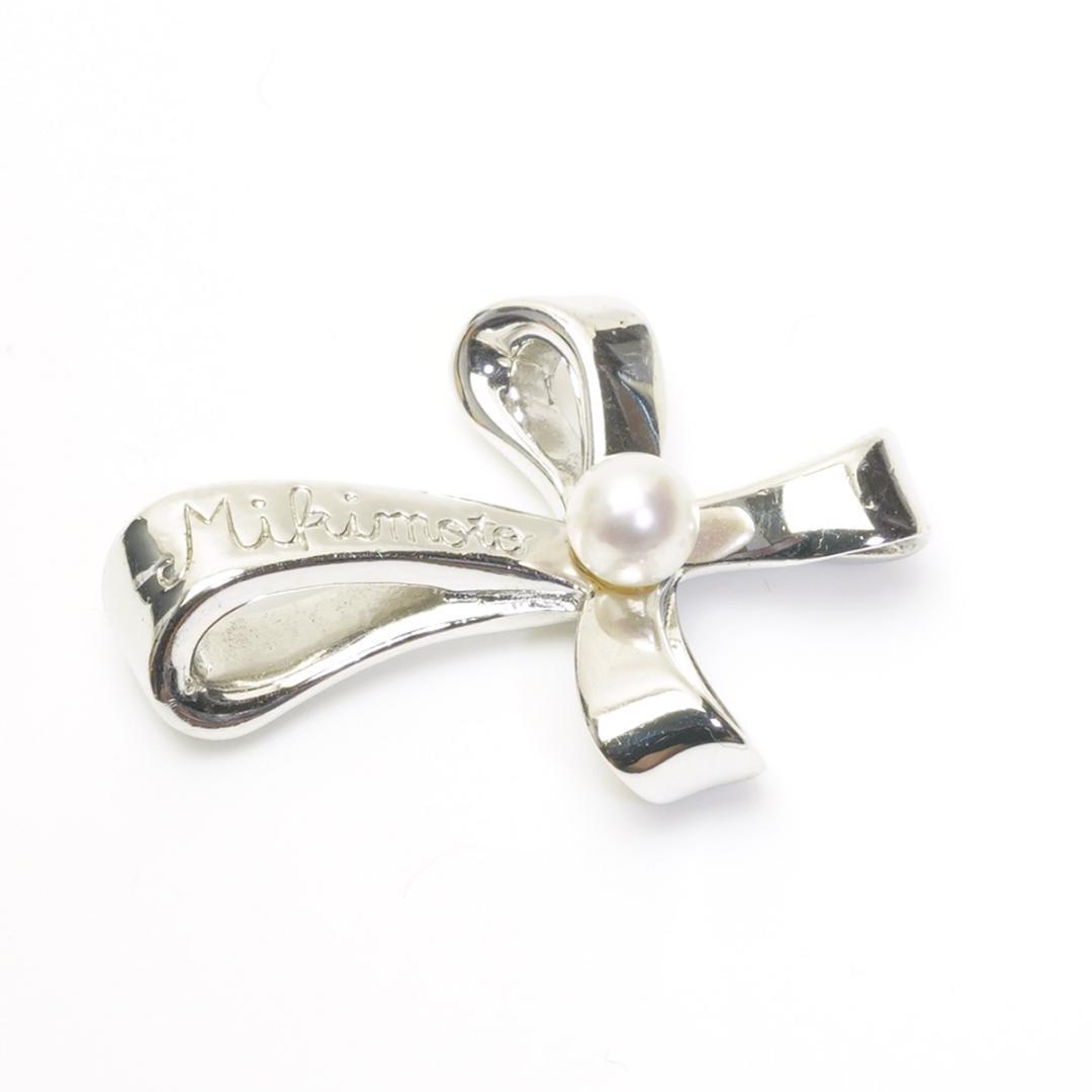 MIKIMOTO Pearl Top Cross pendant made of SV925 silver measuring 1.8 by 2.2 cm