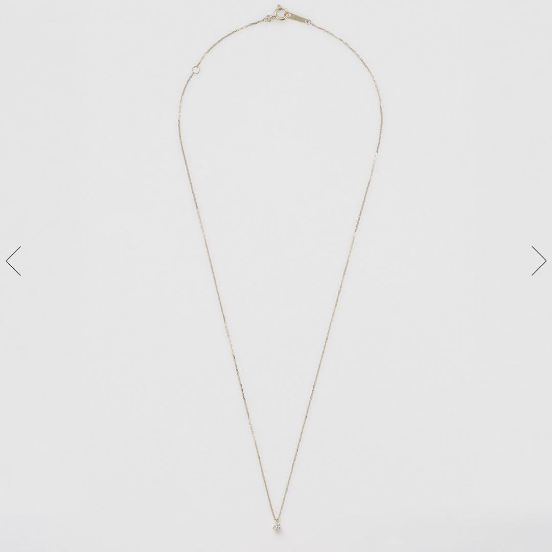 Agete K18 gold necklace with a 0.05ct diamond pendant on a delicate chain
