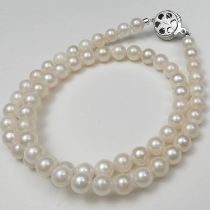 Akoya real pearl necklace with 6.0-6.5mm pearls and 42cm (16.5 in) length displayed on white background