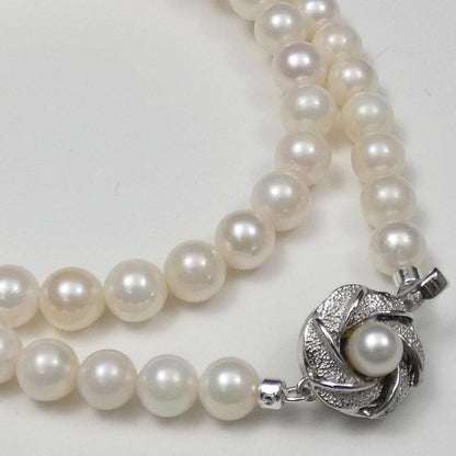 Akoya real pearl necklace with 6.0-6.5mm pearls and 42cm (16.5 in) length displayed on white background