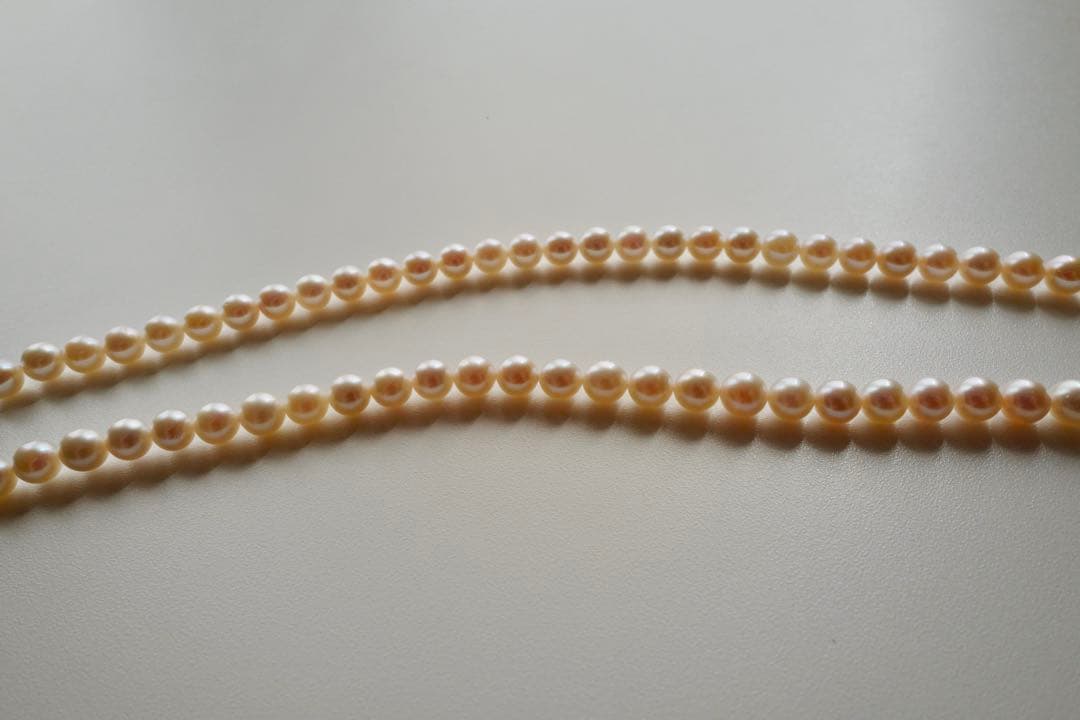 New Akoya gradation pink genuine pearl long necklace with silver clasp, 89cm length, varying pearl sizes