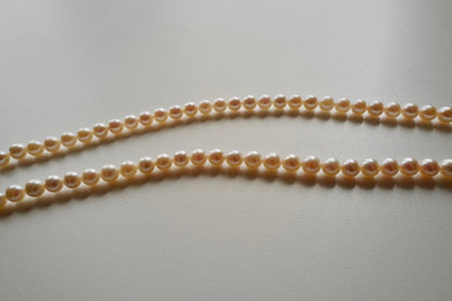 New Akoya gradation pink genuine pearl long necklace with silver clasp, 89cm length, varying pearl sizes