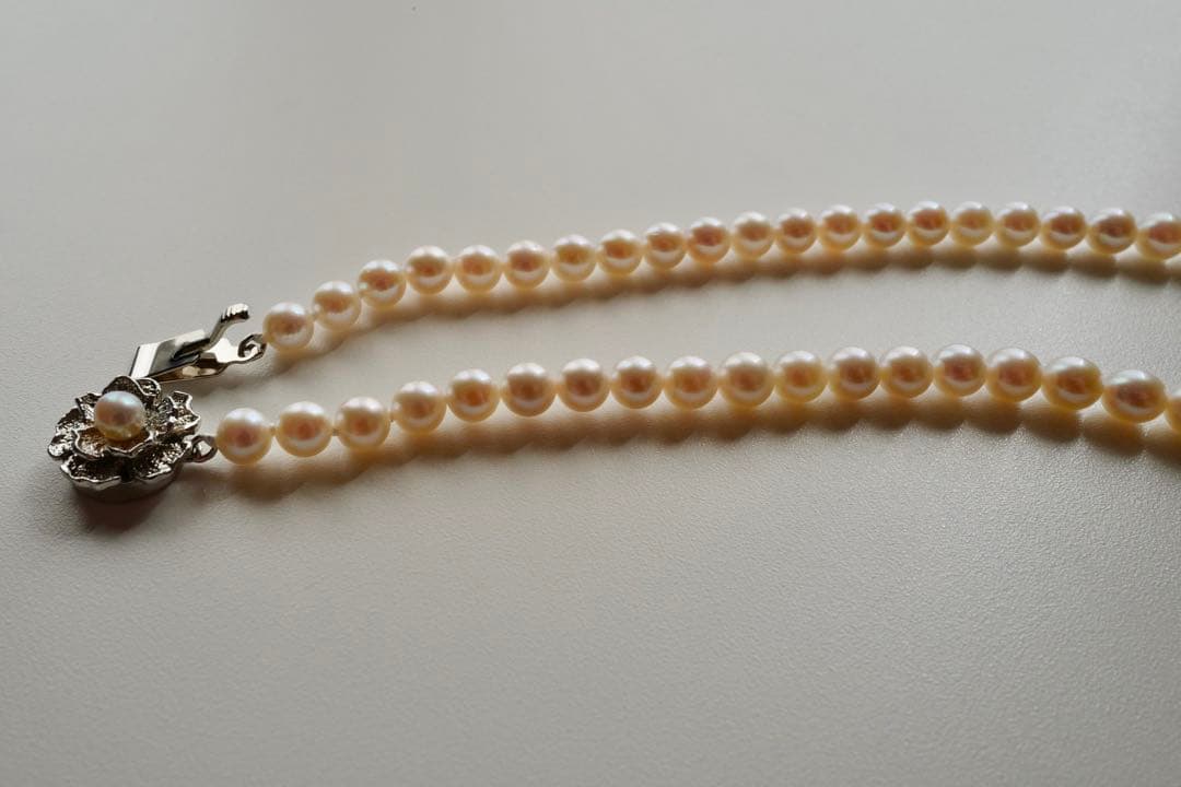 New Akoya gradation pink genuine pearl long necklace with silver clasp, 89cm length, varying pearl sizes