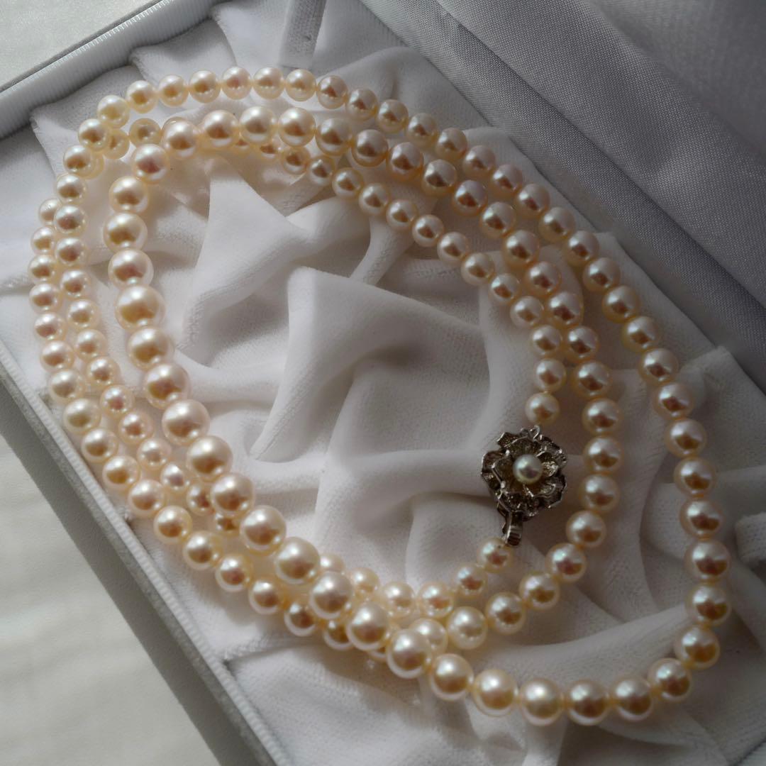 New Akoya gradation pink genuine pearl long necklace with silver clasp, 89cm length, varying pearl sizes