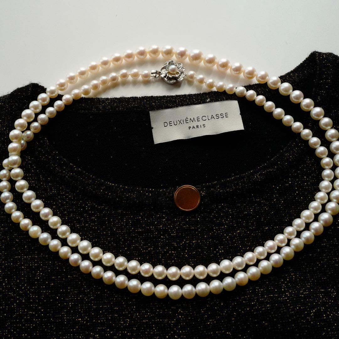 New Akoya gradation pink genuine pearl long necklace with silver clasp, 89cm length, varying pearl sizes