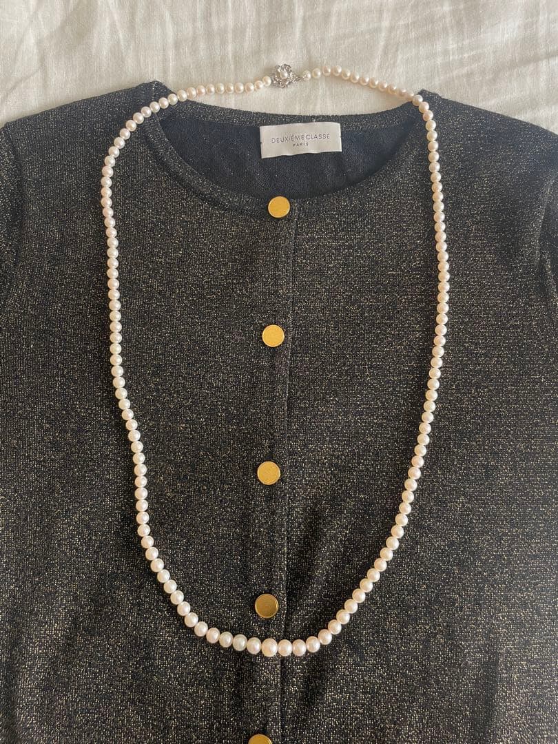 New Akoya gradation pink genuine pearl long necklace with silver clasp, 89cm length, varying pearl sizes
