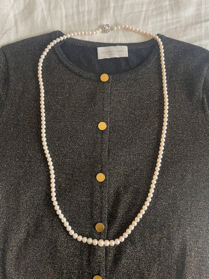 New Akoya gradation pink genuine pearl long necklace with silver clasp, 89cm length, varying pearl sizes