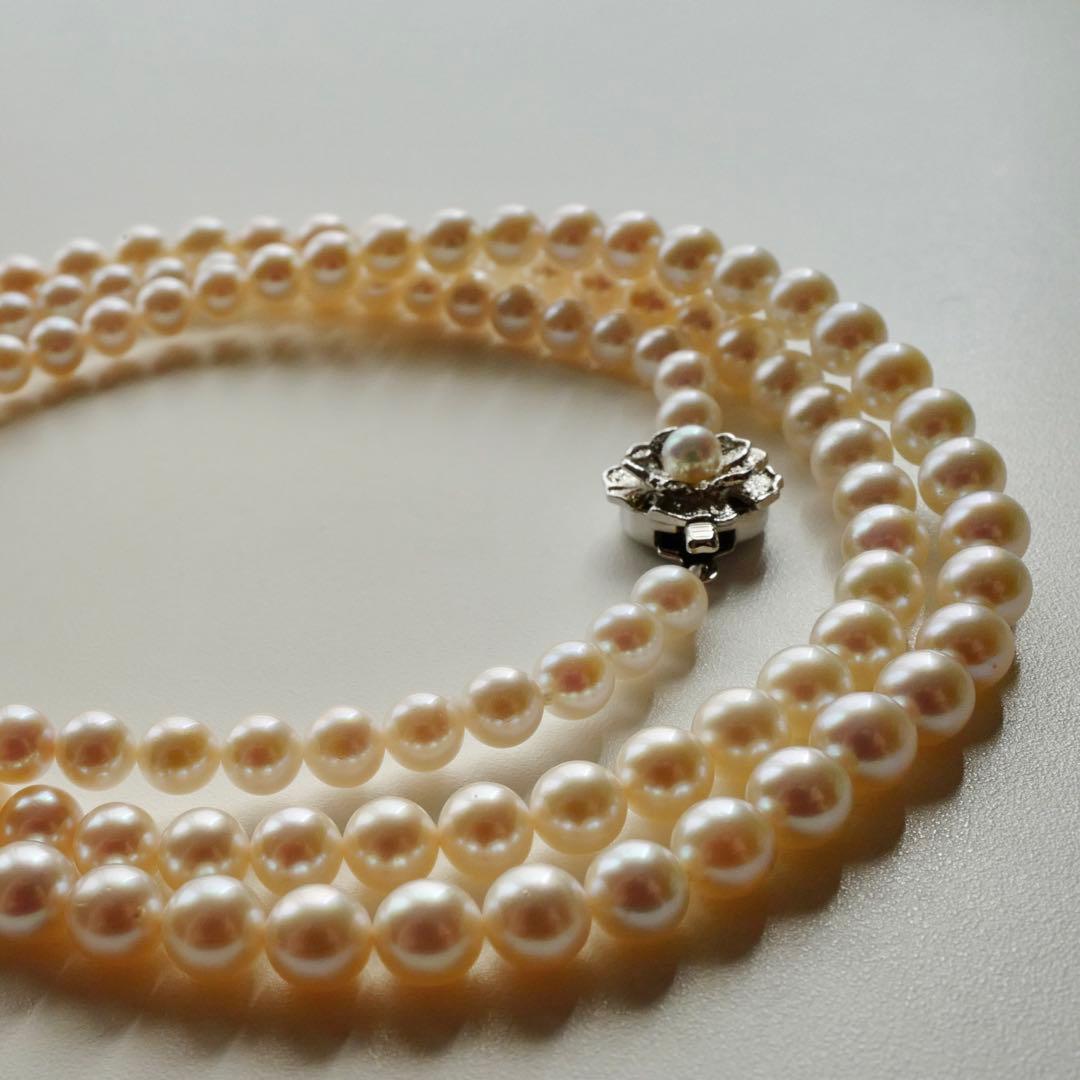 New Akoya gradation pink genuine pearl long necklace with silver clasp, 89cm length, varying pearl sizes