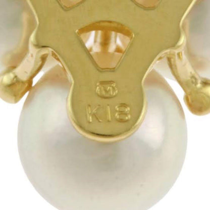 MIKIMOTO necklace with three Akoya pearls and one diamond set in 18K yellow gold with 38cm chain