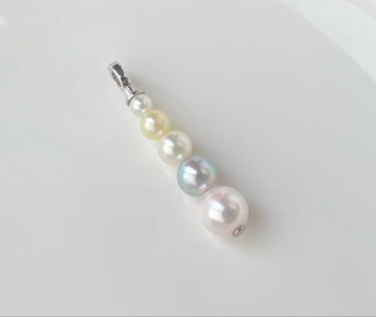 Akoya pearl pendant with five pearls in multiple colors on S925 silver setting