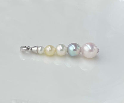 Akoya pearl pendant with five pearls in multiple colors on S925 silver setting