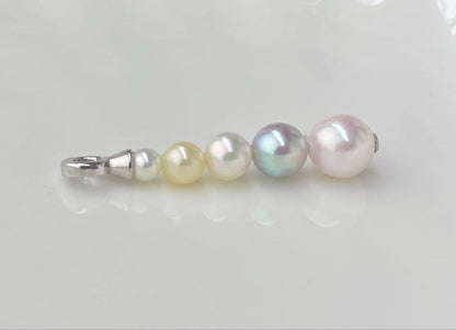Akoya pearl pendant with five pearls in multiple colors on S925 silver setting