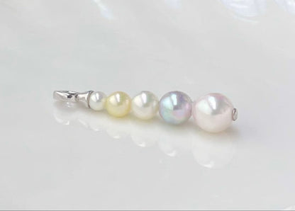 Akoya pearl pendant with five pearls in multiple colors on S925 silver setting