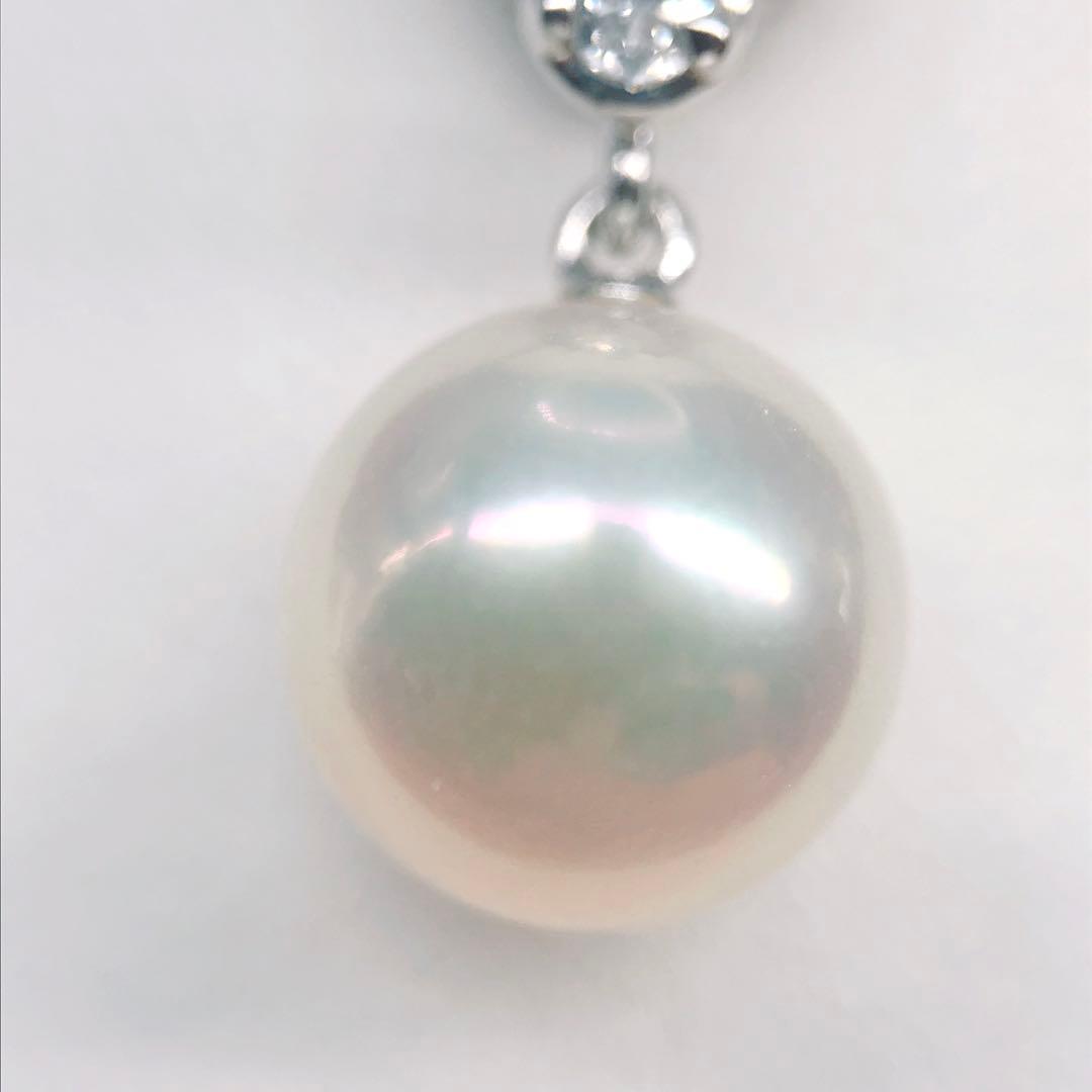 Mikimoto Akoya pearl necklace with 9mm pearl and 0.48ct diamonds set in 18K white gold