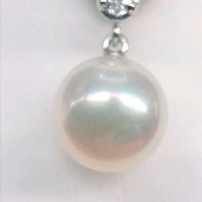 Mikimoto Akoya pearl necklace with 9mm pearl and 0.48ct diamonds set in 18K white gold
