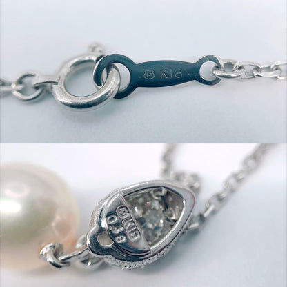 Mikimoto Akoya pearl necklace with 9mm pearl and 0.48ct diamonds set in 18K white gold