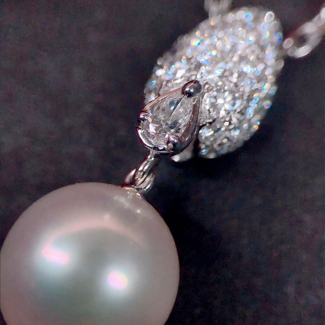 Mikimoto Akoya pearl necklace with 9mm pearl and 0.48ct diamonds set in 18K white gold