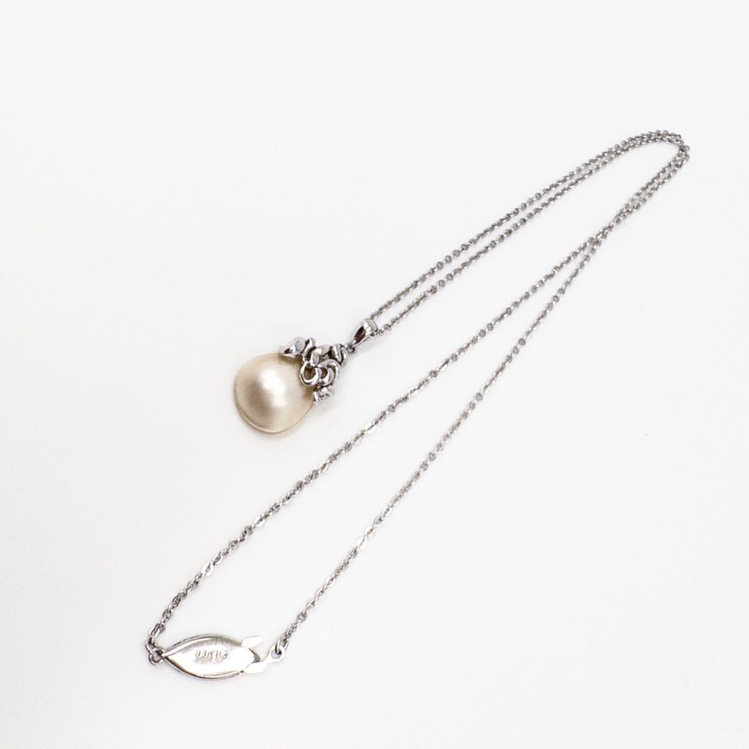 Mikimoto Mabe pearl drop pendant necklace in sterling silver with 46 cm chain