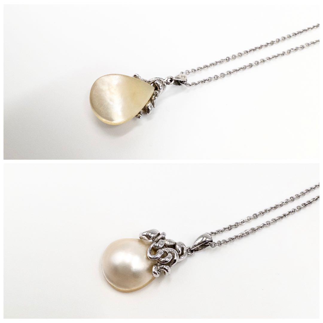 Mikimoto Mabe pearl drop pendant necklace in sterling silver with 46 cm chain