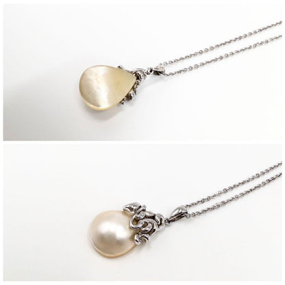 Mikimoto Mabe pearl drop pendant necklace in sterling silver with 46 cm chain