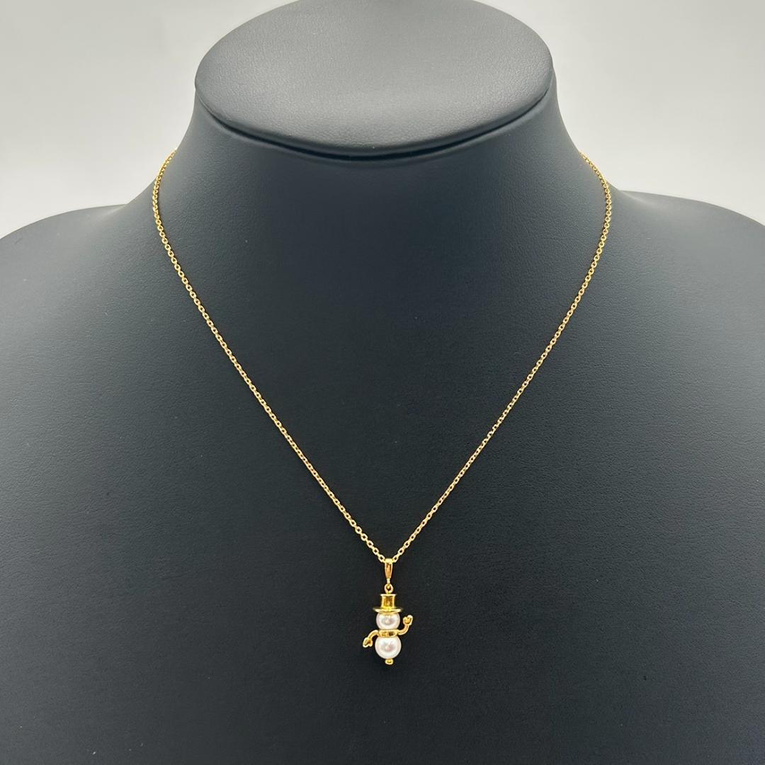 MIKIMOTO Pearl Snowman Necklace with K18 gold and Akoya pearls on a 39 cm chain