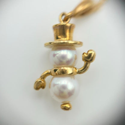MIKIMOTO Pearl Snowman Necklace with K18 gold and Akoya pearls on a 39 cm chain