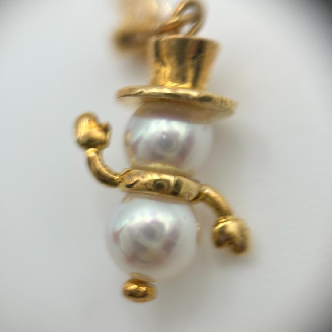 MIKIMOTO Pearl Snowman Necklace with K18 gold and Akoya pearls on a 39 cm chain