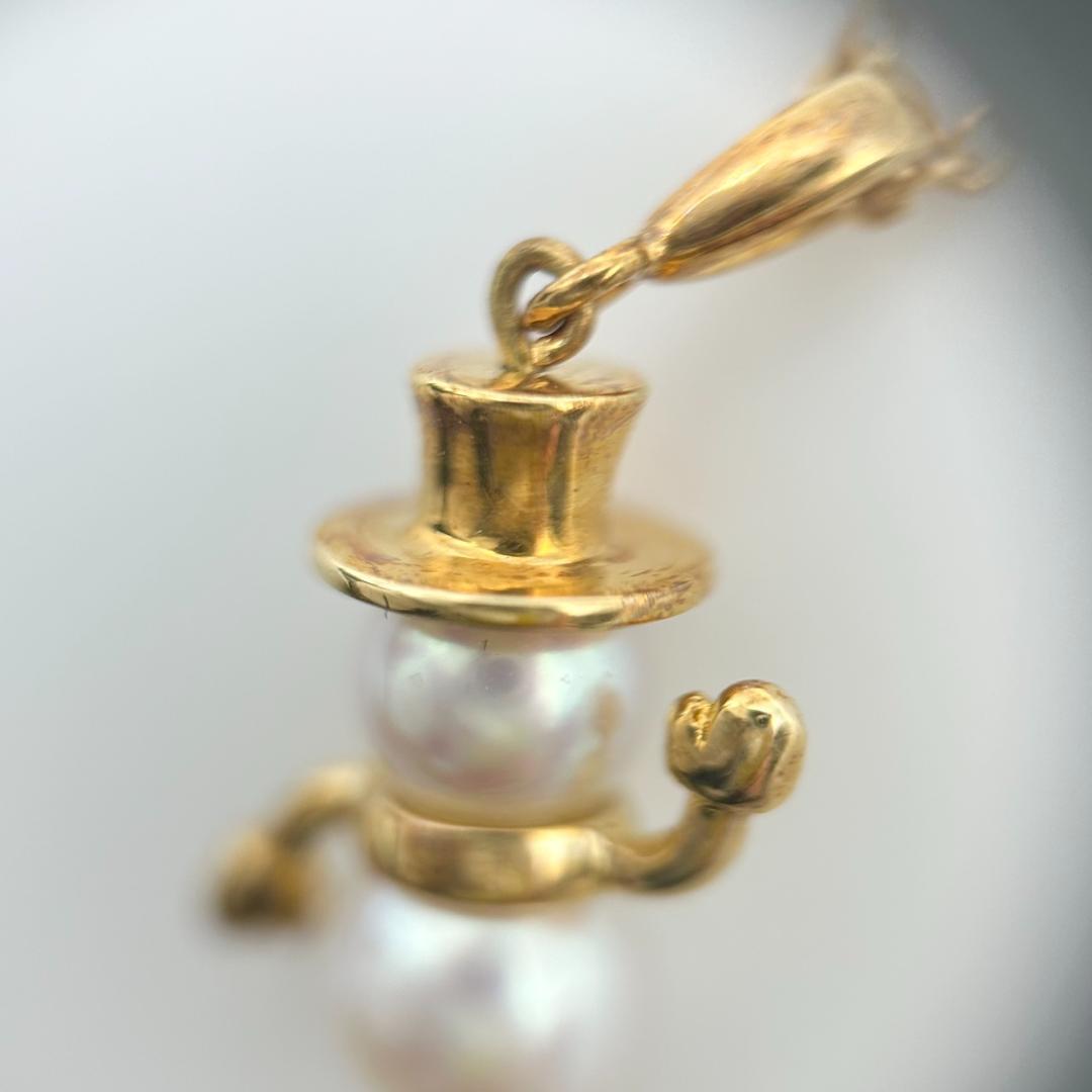 MIKIMOTO Pearl Snowman Necklace with K18 gold and Akoya pearls on a 39 cm chain
