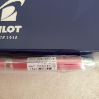 Pilot EVOLT BTHE 150R-SP multi-function pen in light pink with black and red ballpoint pens and 0.5mm pencil