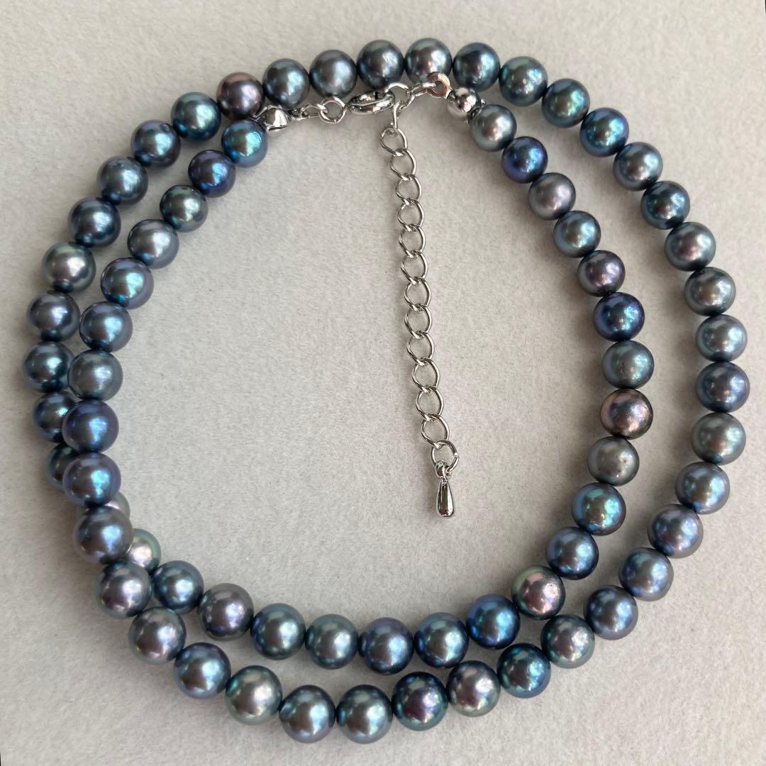 Akoya Pearl Necklace M793 featuring 5.5-6mm pearls with pure rhodium metal fittings, 42cm length plus extender